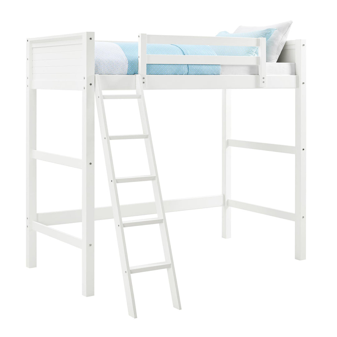 Your Zone Kiarah Twin Loft Bed with Ladder, White - White