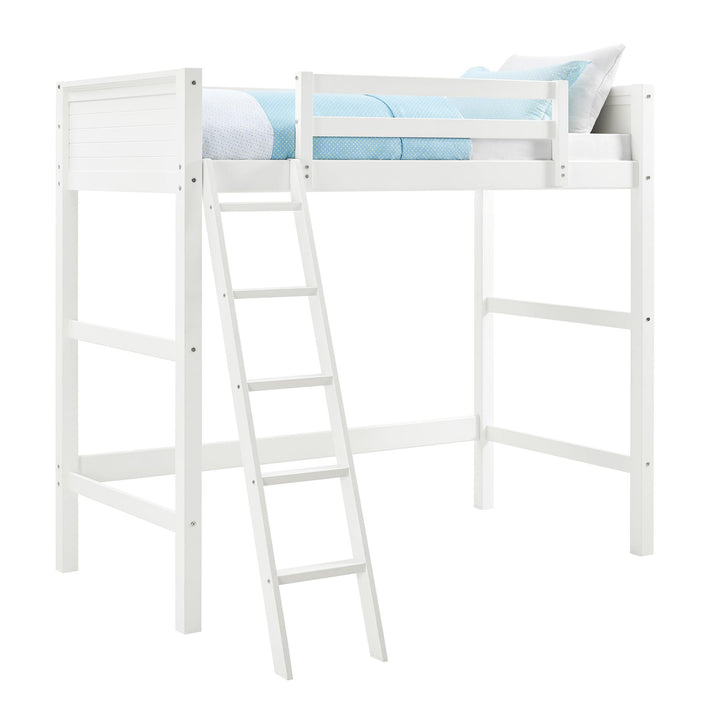 Your Zone Kiarah Twin Loft Bed with Ladder, White - White