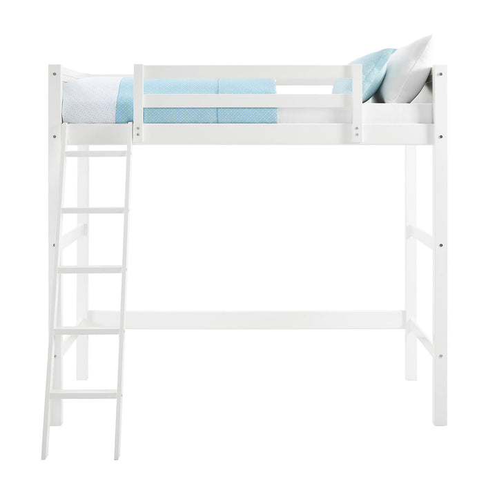 Your Zone Kiarah Twin Loft Bed with Ladder, White - White