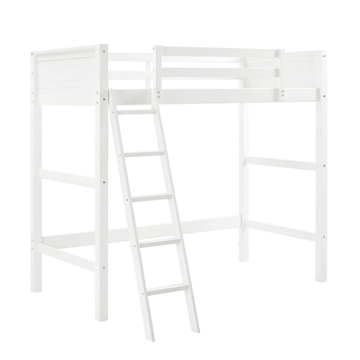 Your Zone Kiarah Twin Loft Bed with Ladder, White - White