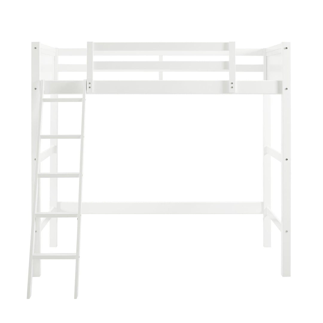 Your Zone Kiarah Twin Loft Bed with Ladder, White - White