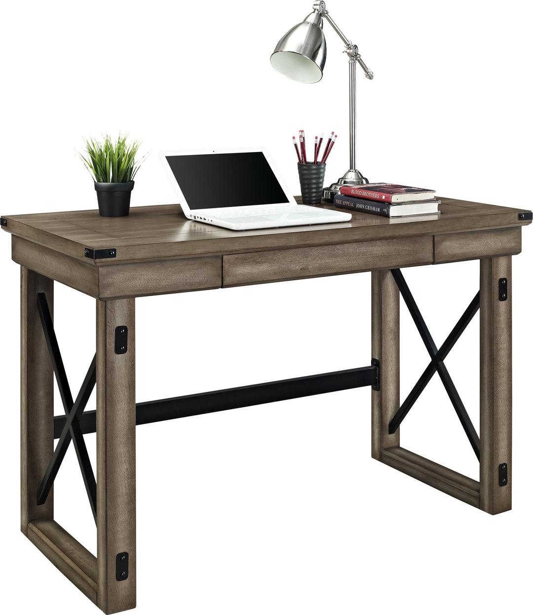 Wildwood Wood Veneer Computer Desk with Storage Drawer - Rustic Gray