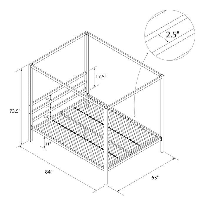 Modern Bed with Sleek Headboard -  Gray  -  Queen