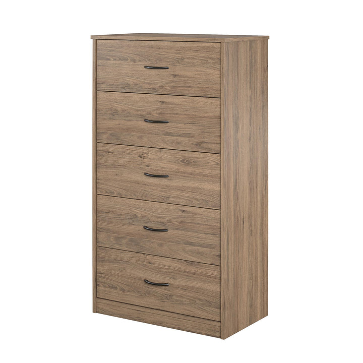 Rory Tall 5 Drawer Dresser - Rustic Oak