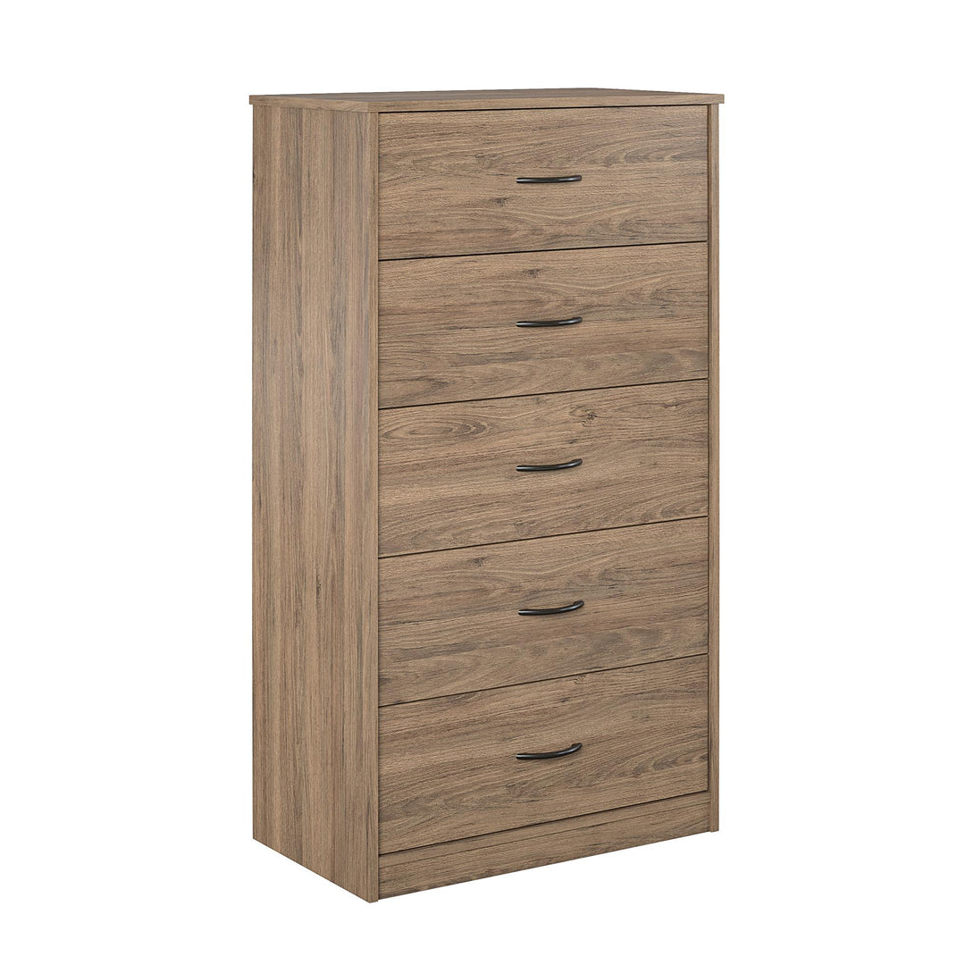 Rory Tall 5 Drawer Dresser - Rustic Oak
