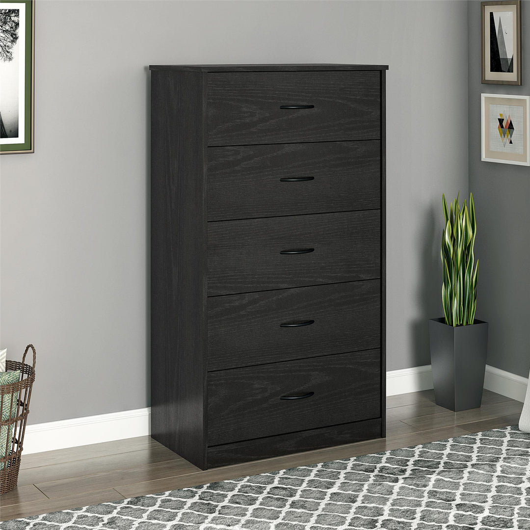 Rory 5 Drawer Dresser - Black Oak