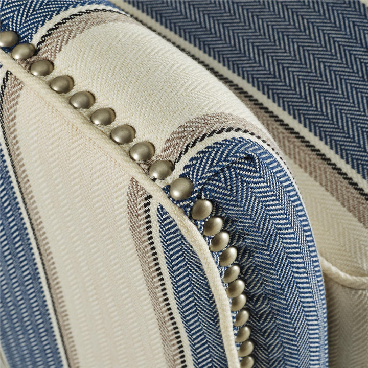Accent Chair Club Upholstered with Nail Head Trim Reva -  Blue Stripe