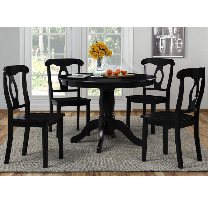 Aubrey 5 Piece Traditional Pedestal Round Dining Table and Chairs Set - Black