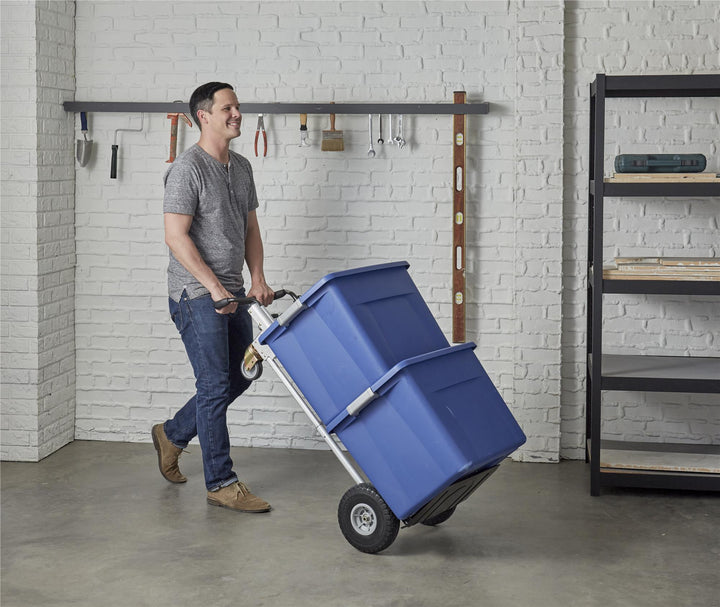 4 in 1 Steel Folding Hand Truck with Flat-Free Wheels - Black - 1-Pack