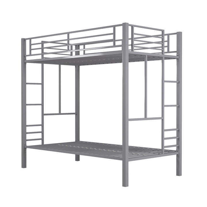 Jillette Twin over Twin Metal Bunk Bed - Silver - Twin-Over-Twin