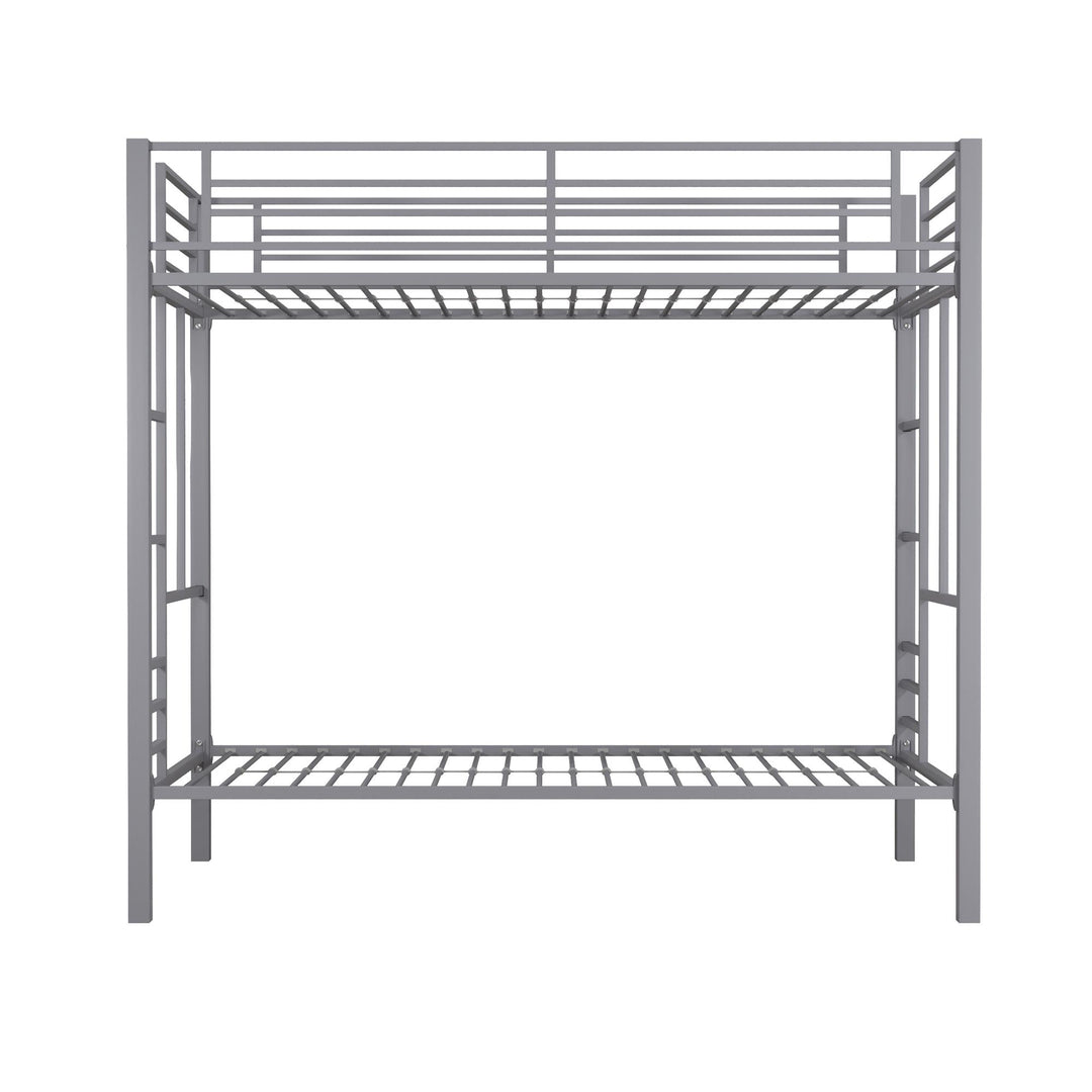 Jillette Twin over Twin Metal Bunk Bed - Silver - Twin-Over-Twin