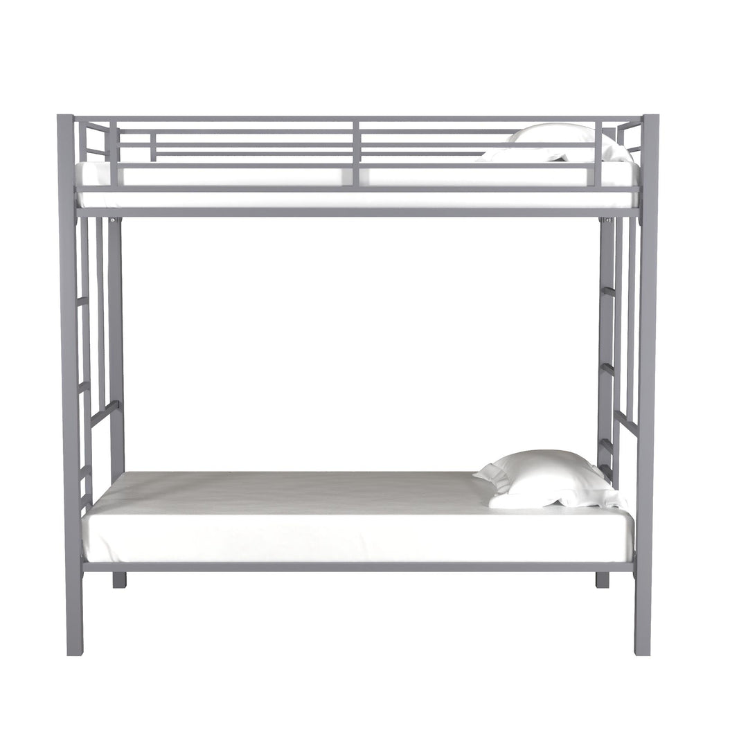 Jillette Twin over Twin Metal Bunk Bed - Silver - Twin-Over-Twin