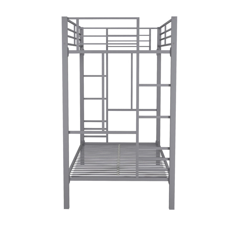 Jillette Twin over Twin Metal Bunk Bed - Silver - Twin-Over-Twin