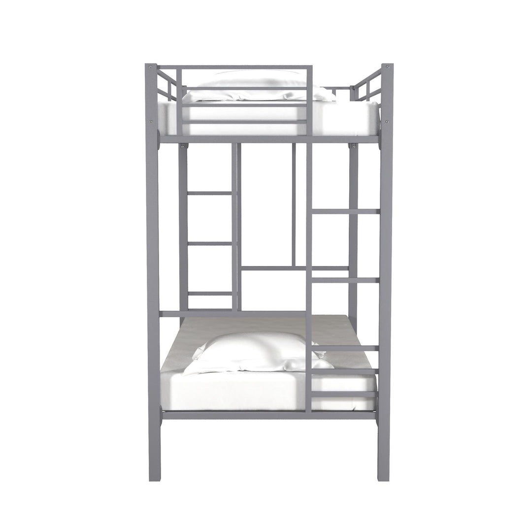 Jillette Twin over Twin Metal Bunk Bed - Silver - Twin-Over-Twin