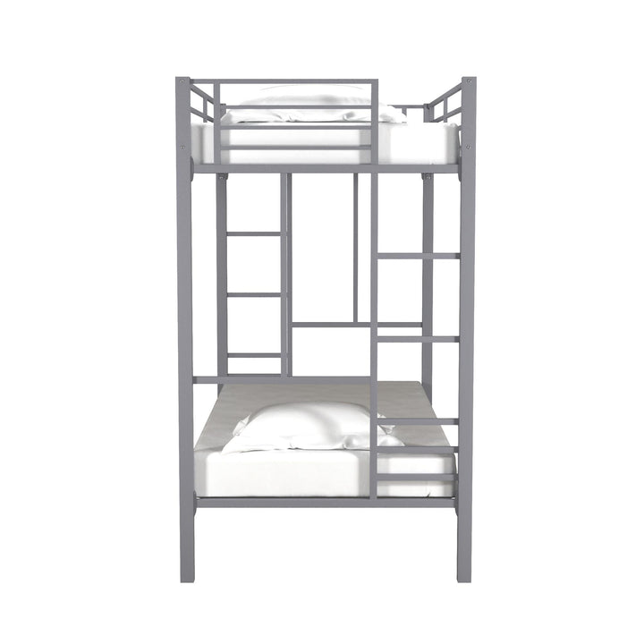 Jillette Twin over Twin Metal Bunk Bed - Silver - Twin-Over-Twin
