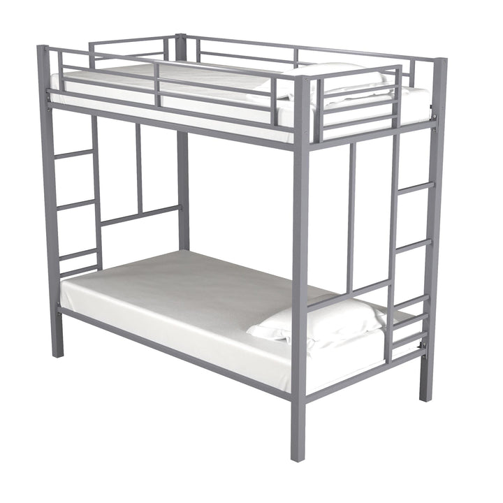 Jillette Twin over Twin Metal Bunk Bed - Silver - Twin-Over-Twin