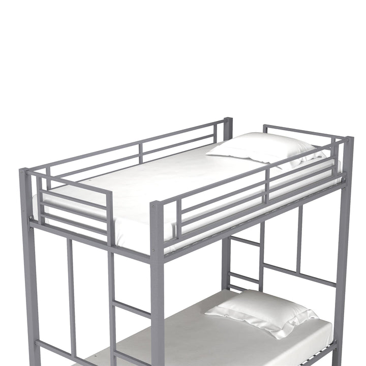 Jillette Twin over Twin Metal Bunk Bed - Silver - Twin-Over-Twin