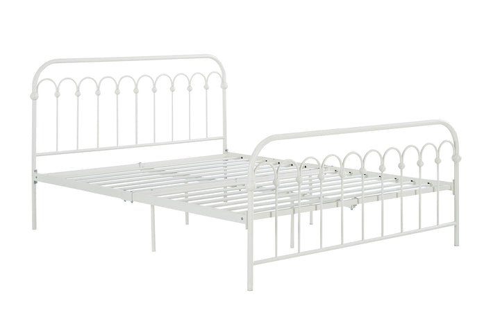 Bright Pop Metal Bed with a Curved Metal Frame - White - Full