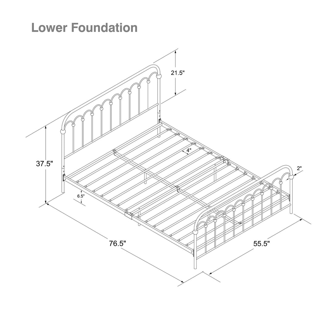 Bright Pop Metal Bed with a Curved Metal Frame - Off White - Full