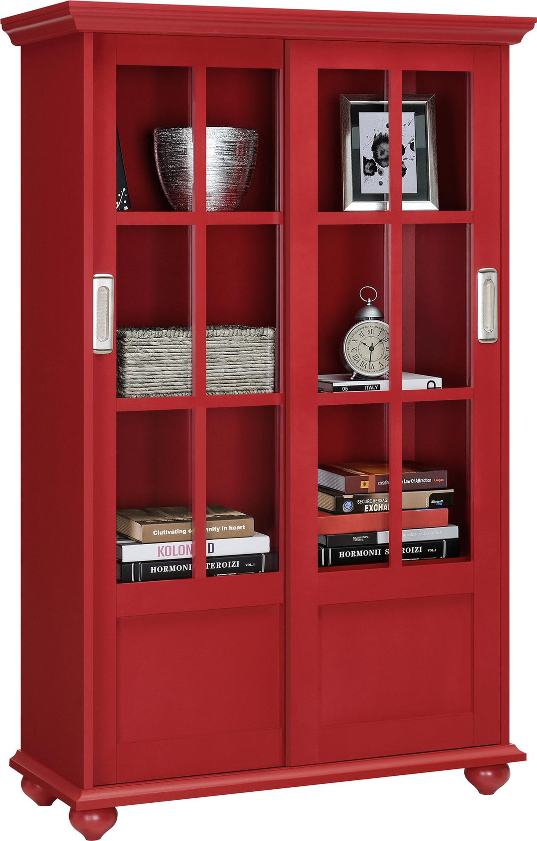 Organize your books with stylish Aaron Lane tall bookcase -  Red