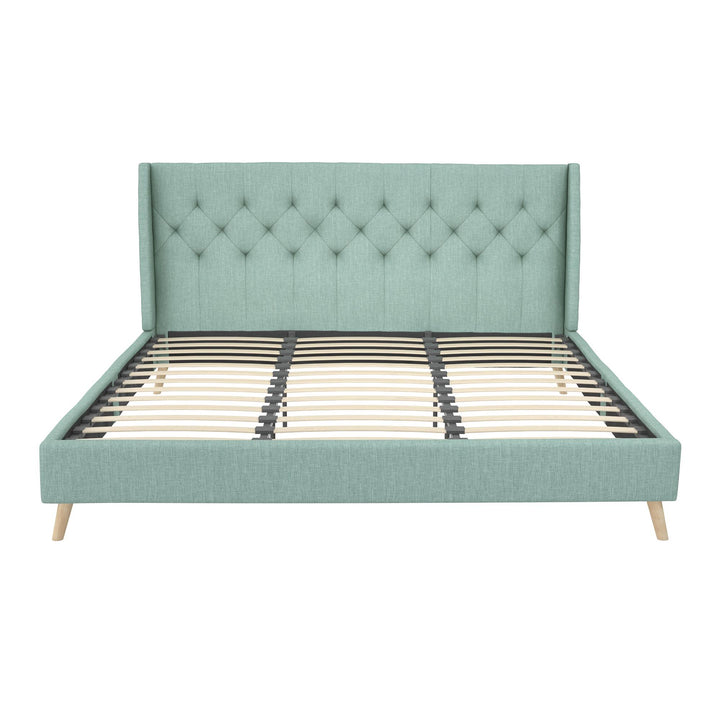 Her Majesty bed with button headboard -  Green 