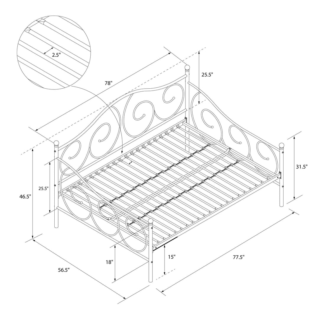 Victoria Metal Daybed with 15 Inch Clearance for Storage - White - Full