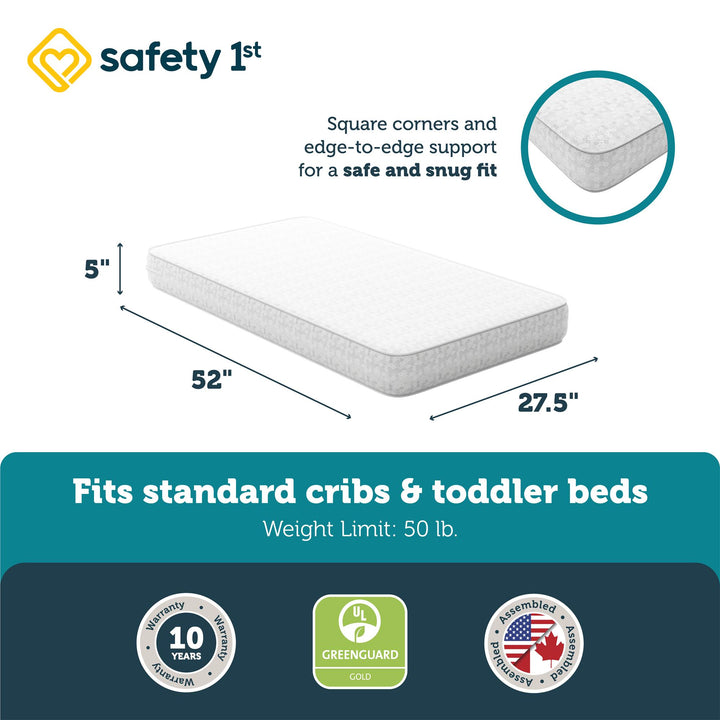 Precious Angel Standard Baby Crib & Toddler Bed Mattress - White - Crib & Toddler Mattress