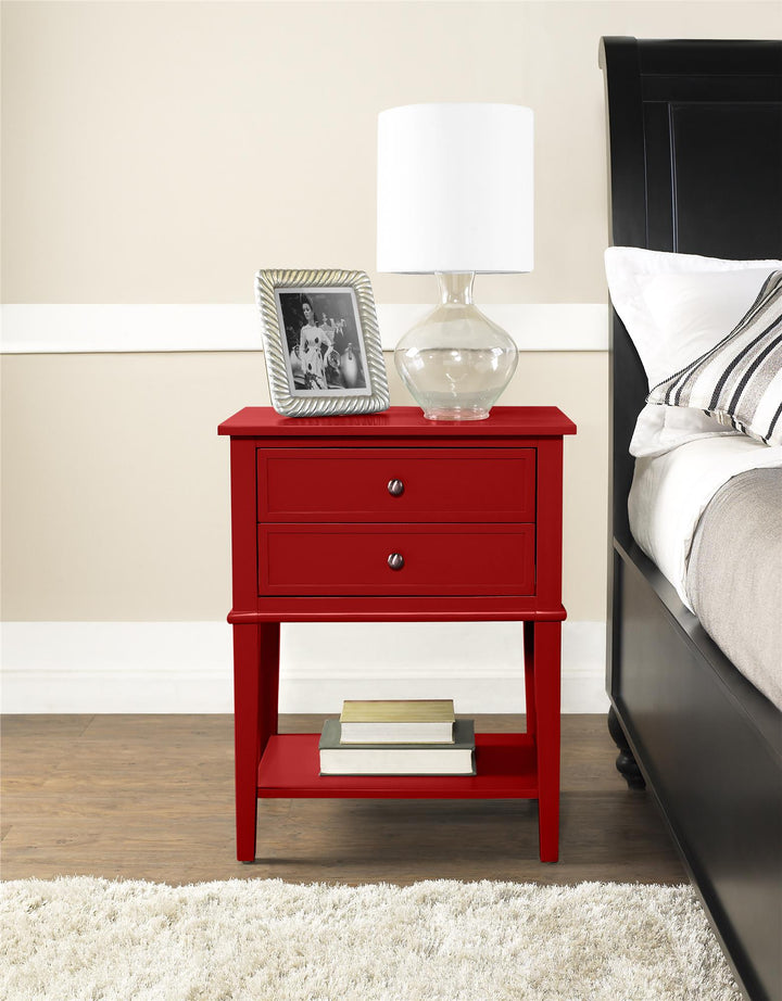 Franklin Accent Table with 2 Drawers - Red