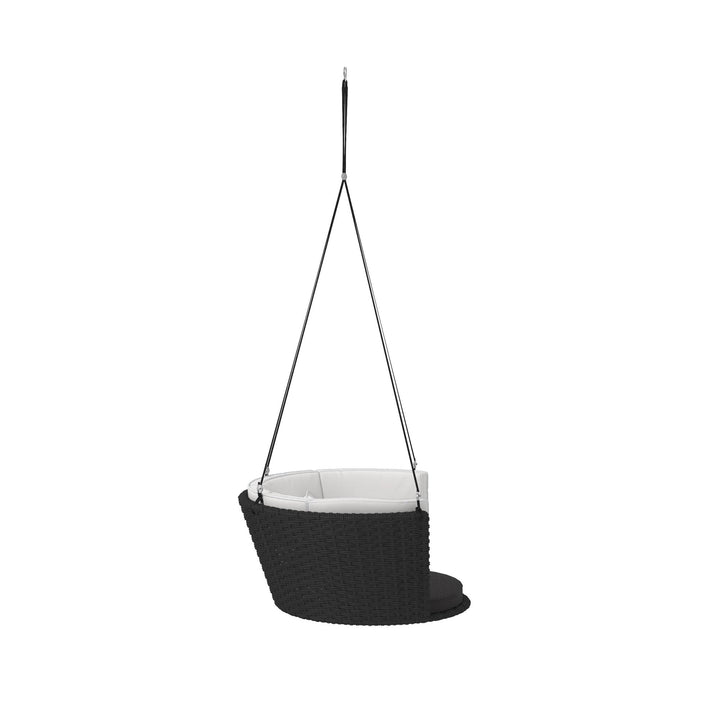 Sally Patio Hanging Wicker Swing with Cushions - Black - Standard Swing