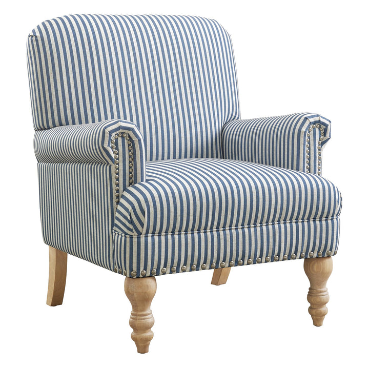 Jaya Solid Wood Feet Upholstered Accent Chair -  Blue Stripe