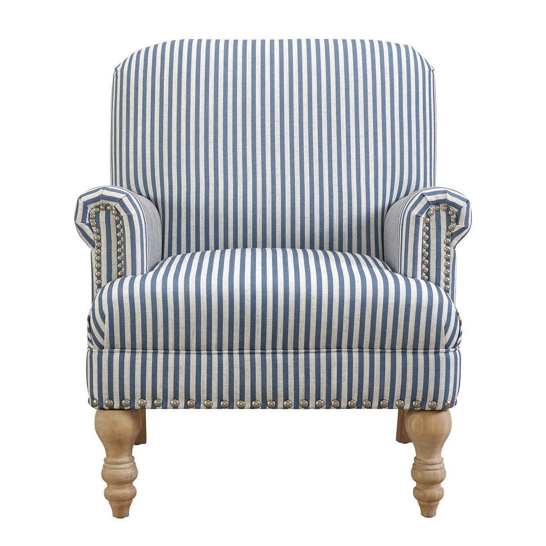 Jaya Upholstered Accent Chair with Wood Feet Solid -  Blue Stripe