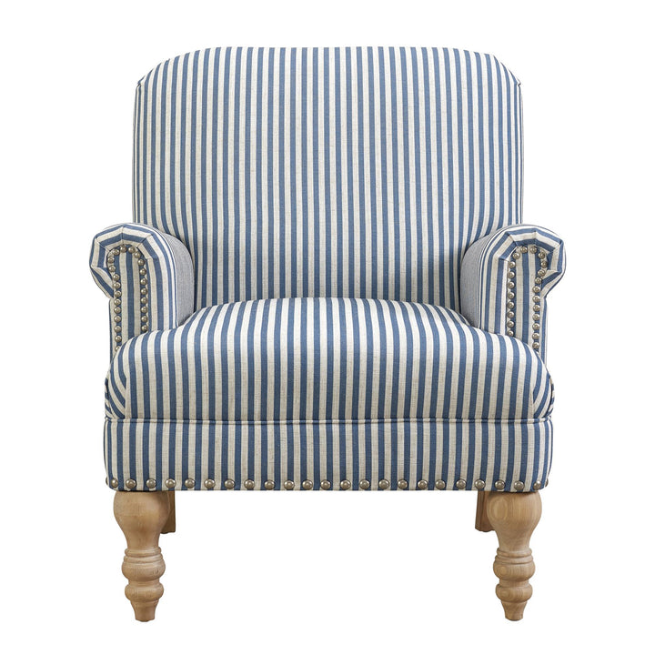 Jaya Upholstered Accent Chair with Solid Wood Feet - Blue Stripe