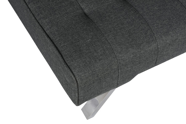 Emily Split-Back Upholstered 2 Seat Convertible Futon - Grey Linen