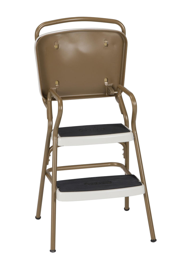 Stylaire Retro Chair + Step Stool with Flip-Up Seat - Gold - 1-Pack
