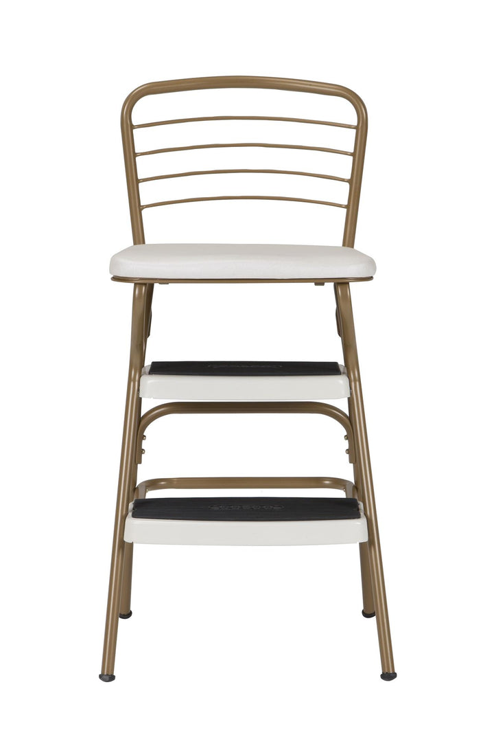 Stylaire Retro Chair + Step Stool with Flip-Up Seat - Gold - 1-Pack
