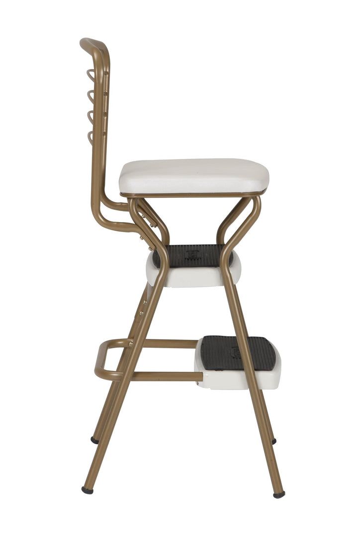 Stylaire Retro Chair + Step Stool with Flip-Up Seat - Gold - 1-Pack
