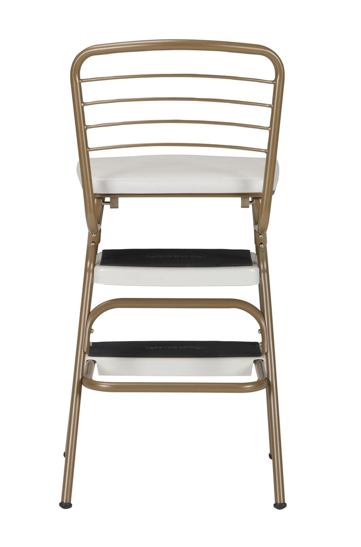 Stylaire Retro Chair + Step Stool with Flip-Up Seat - Gold - 1-Pack