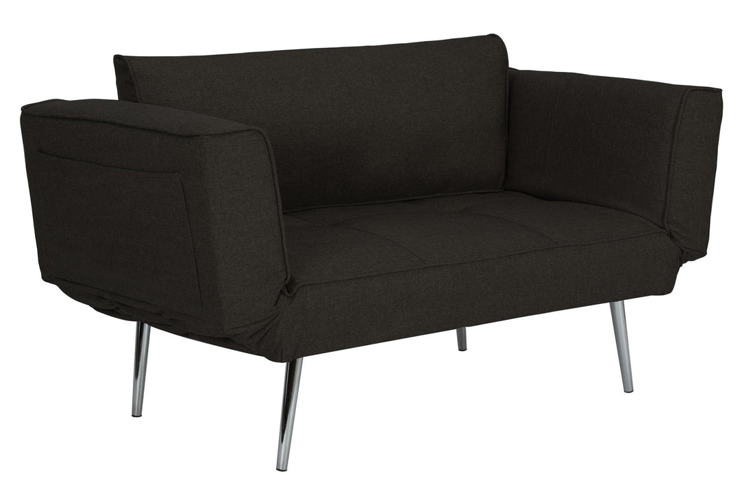 Euro Futon with Magazine Storage with Multiple Seating Positions - Black