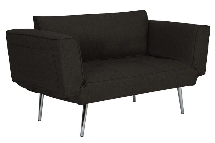 Euro Futon with Magazine Storage with Multiple Seating Positions - Black