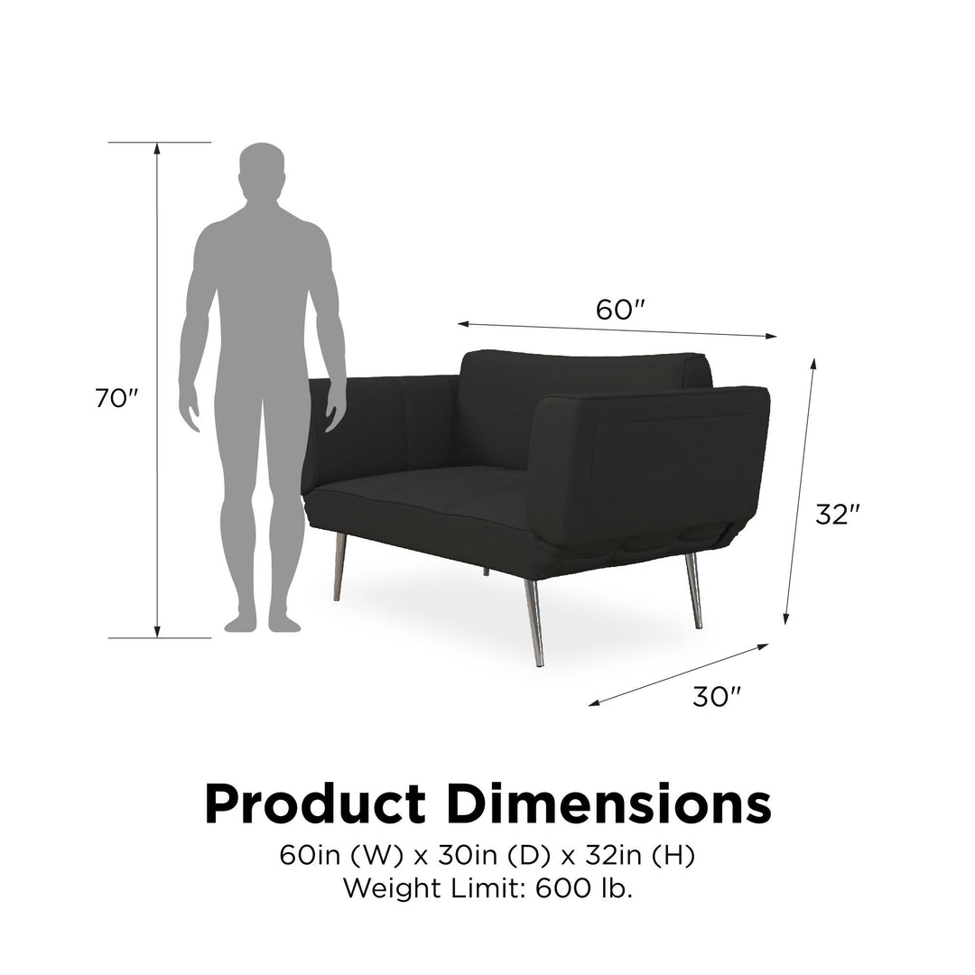 Euro Futon with Magazine Storage with Multiple Seating Positions - Black