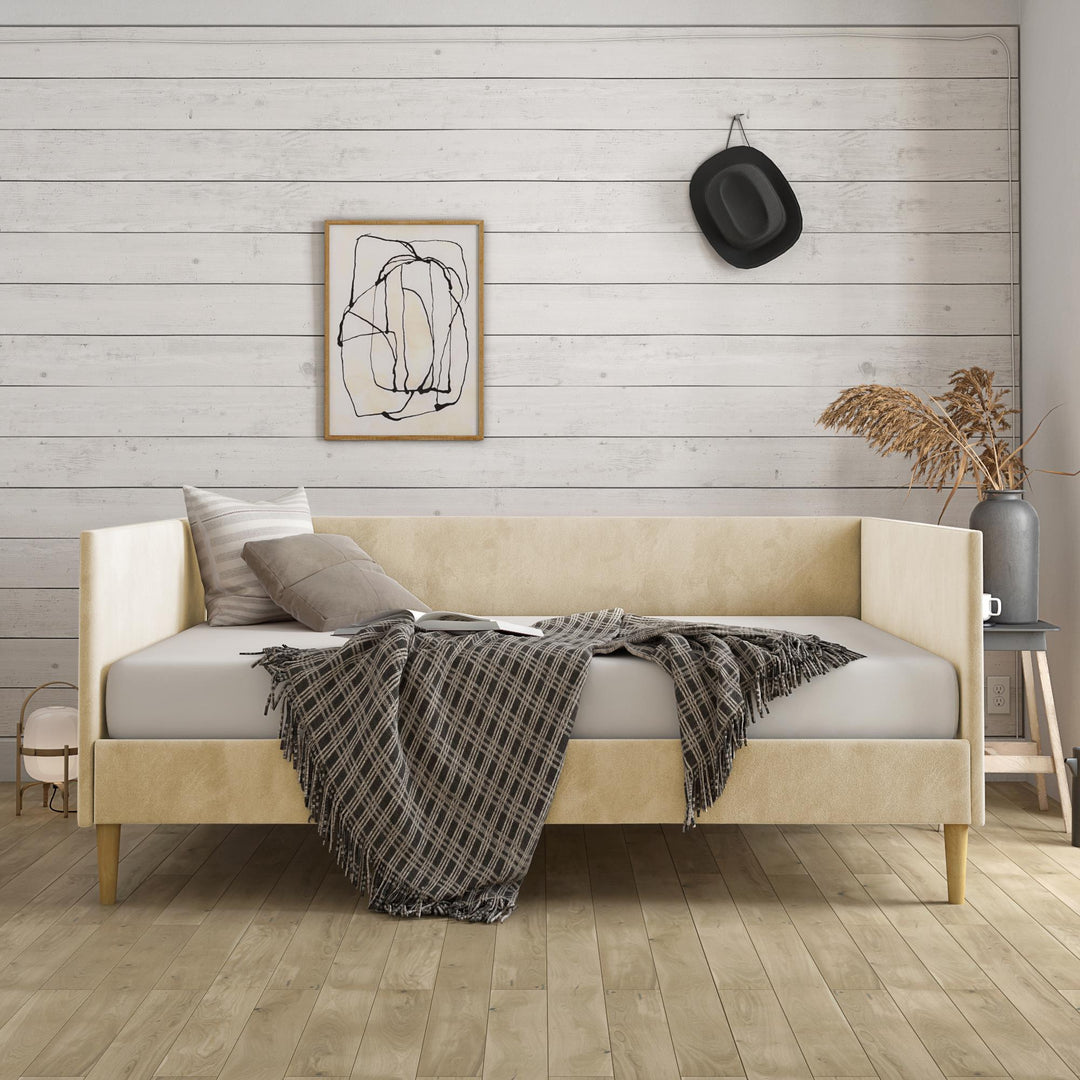 Franklin Mid Century Upholstered Daybed Contemporary Design - Tan - Full