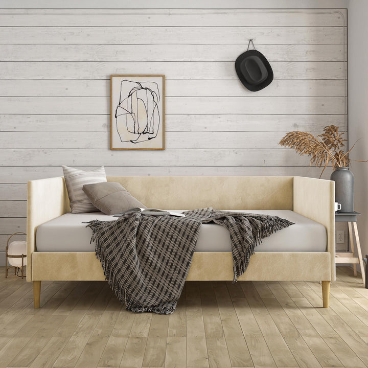 Franklin Mid Century Upholstered Daybed Contemporary Design - Tan - Full
