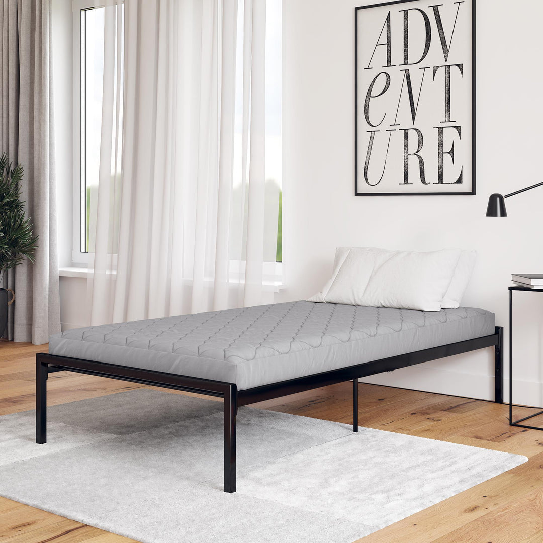 6 Inch Quilted Mattress with Machine Washable Cover - Soft Grey - Twin