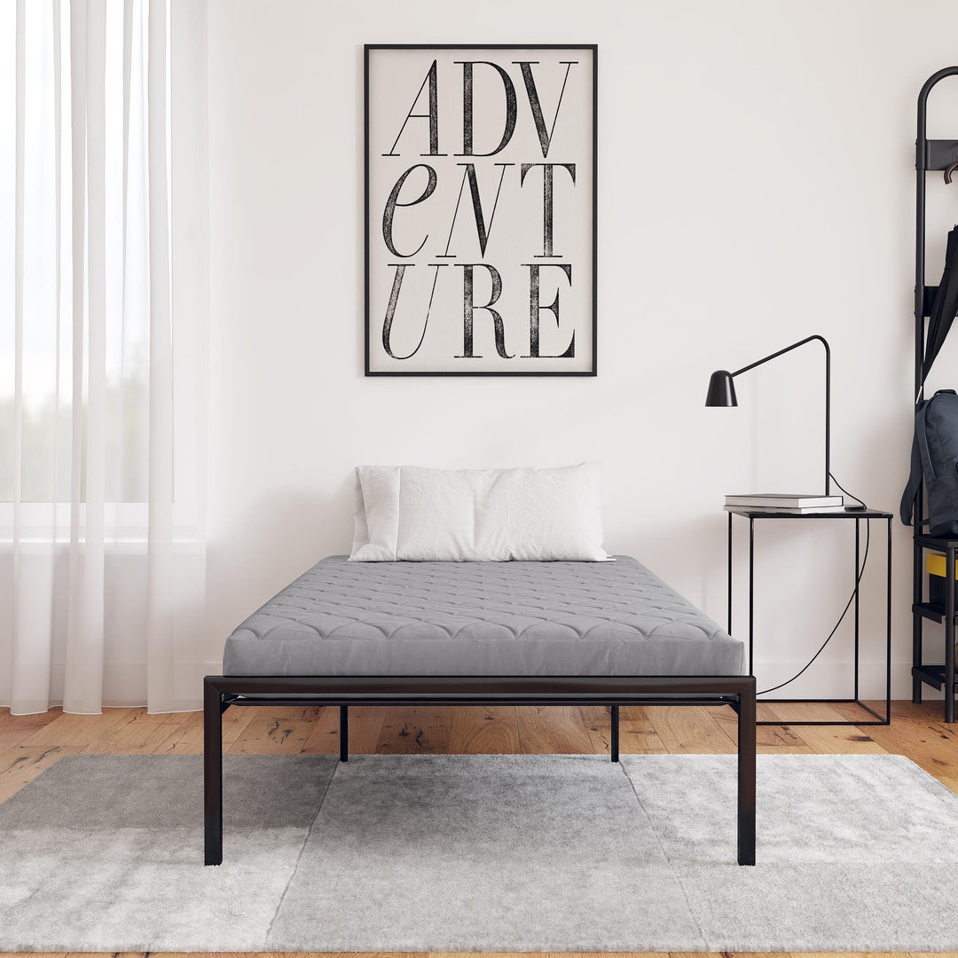 6 Inch Quilted Mattress with Machine Washable Cover - Soft Grey - Twin