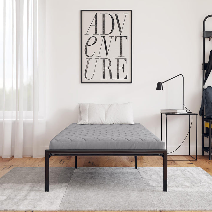 6 Inch Quilted Mattress with Machine Washable Cover - Soft Grey - Twin