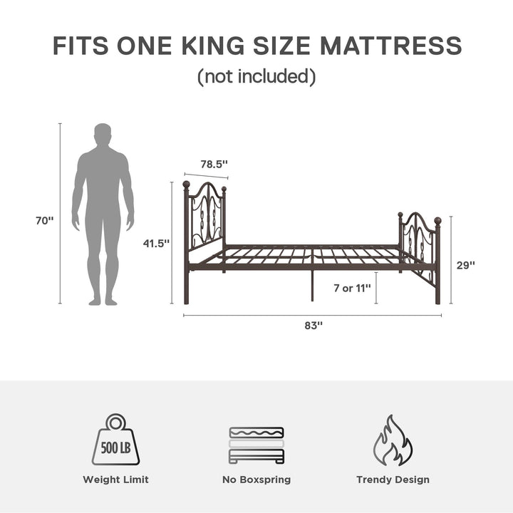 Ballard Metal Bed with Metal Slats -  Bronze  -  King