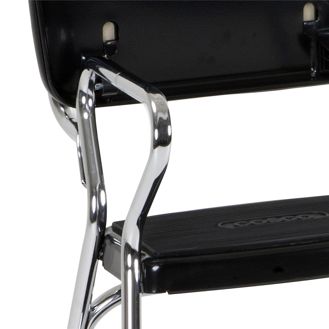 Stylaire Retro Chair + Step Stool with Flip-Up Seat - Black - 1-Pack