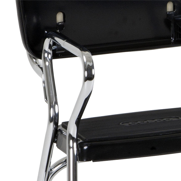 Stylaire Retro Chair + Step Stool with Flip-Up Seat - Black - 1-Pack