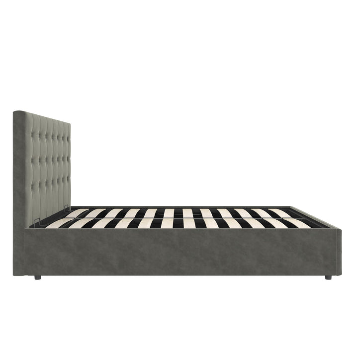 Cambridge Upholstered Bed with Gas Lift Storage Compartment - Gray - Queen