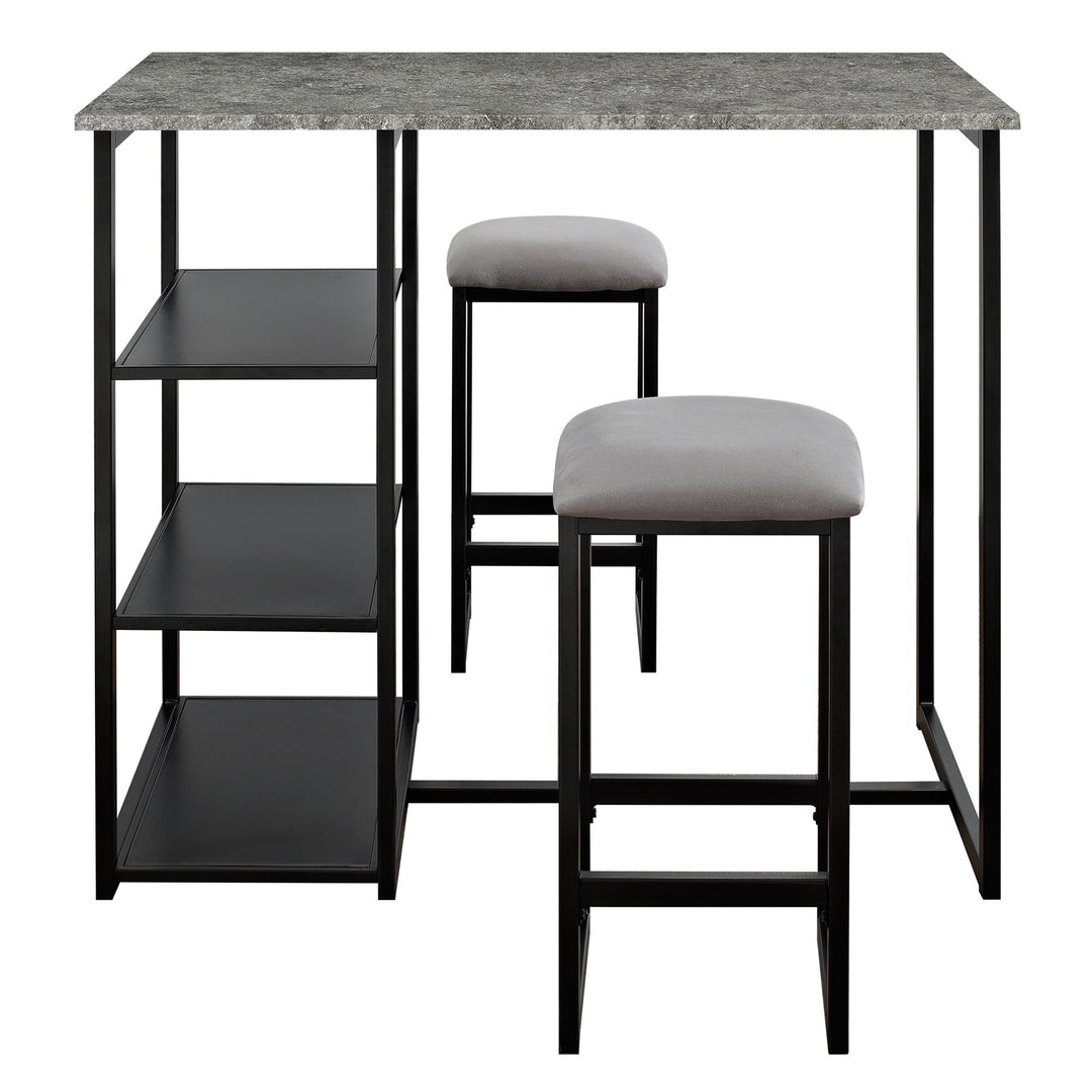 Oakleigh 3-Piece Metal Pub Set with Faux Concrete Top - Black / grey